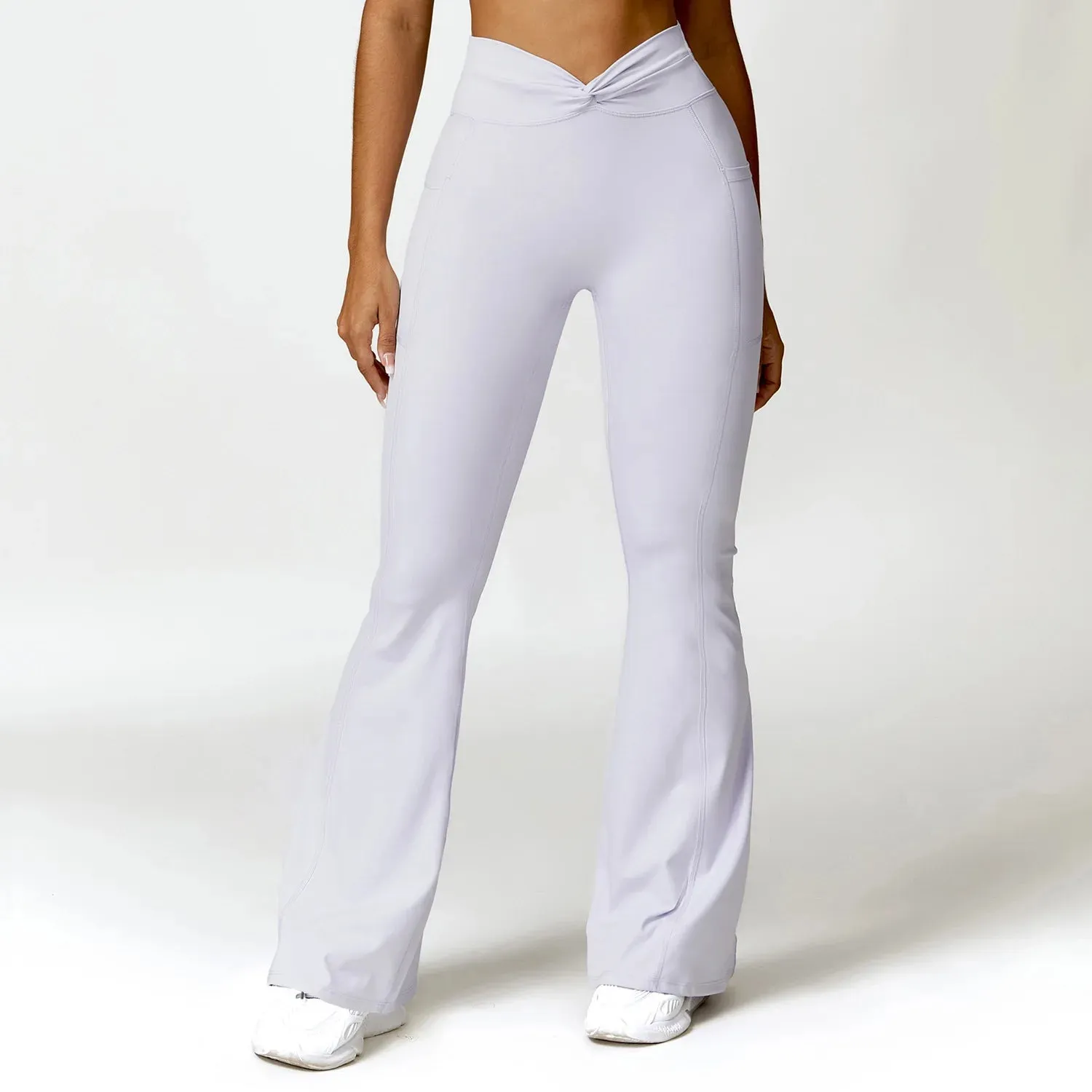 074 Women's Yoga Pants Flare Leggings High Waist Wide Leg Pants