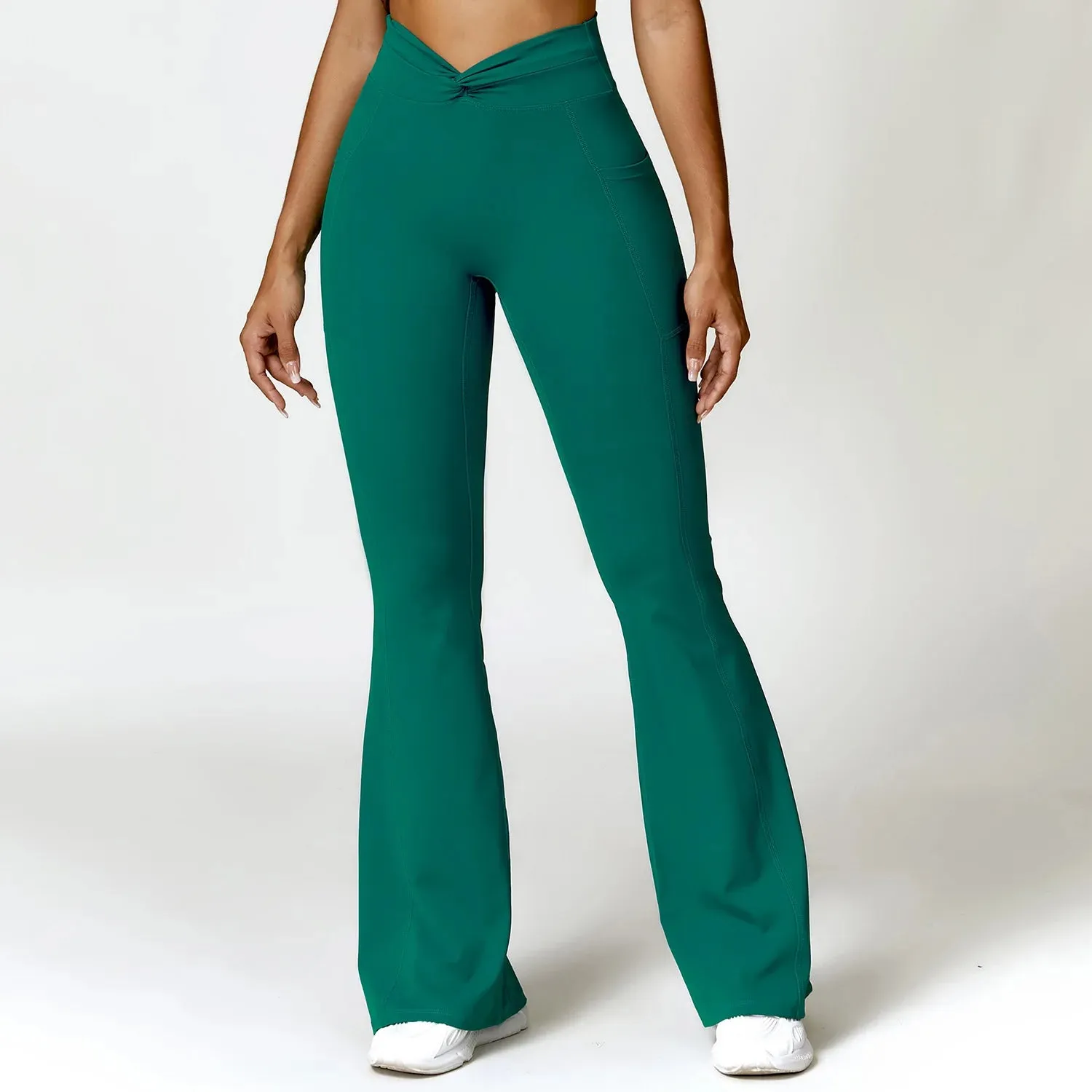 074 Women's Yoga Pants Flare Leggings High Waist Wide Leg Pants