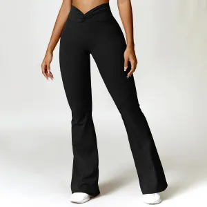 074 Women's Yoga Pants Flare Leggings High Waist Wide Leg Pants