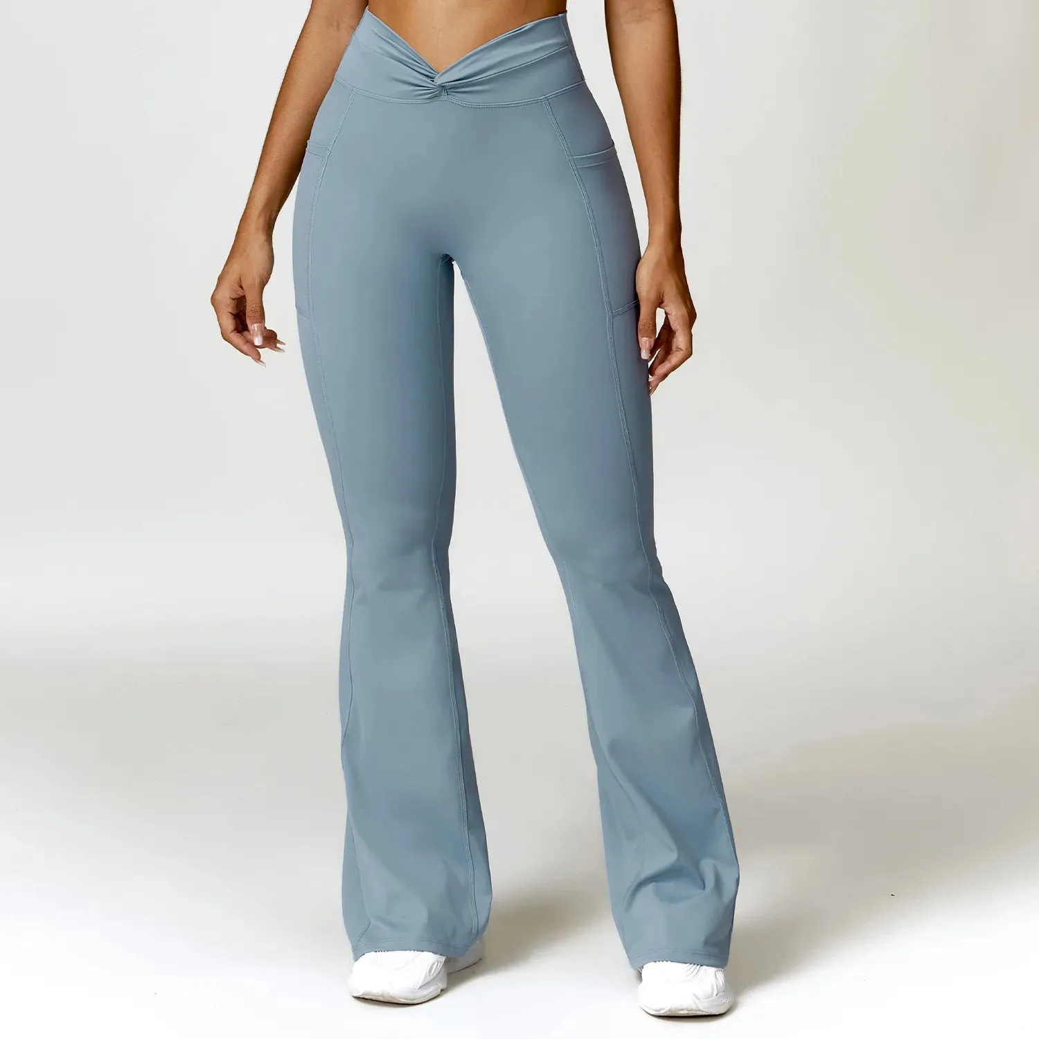 074 Women's Yoga Pants Flare Leggings High Waist Wide Leg Pants