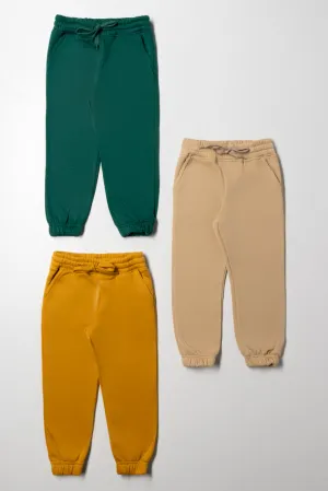 3 Pack Trackpants Green, Yellow And Natural