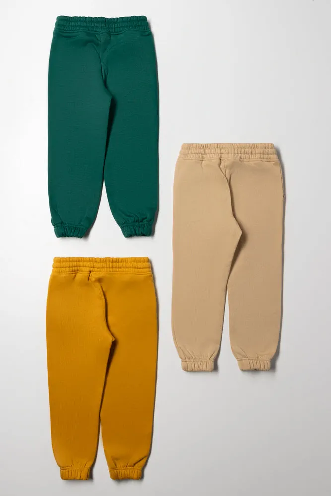 3 Pack Trackpants Green, Yellow And Natural