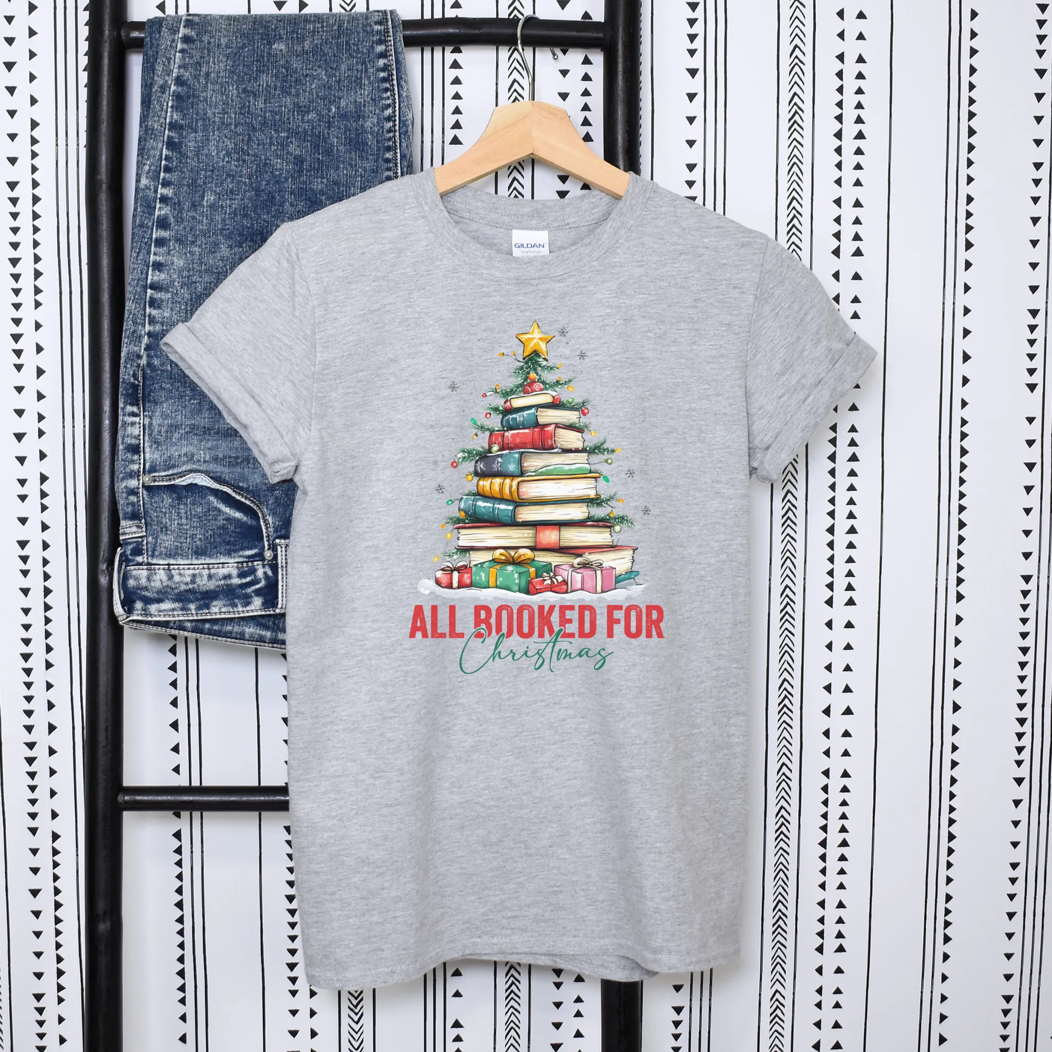 All Booked for Christmas T-Shirt – Cozy, Festive, and Perfect for Book Lovers