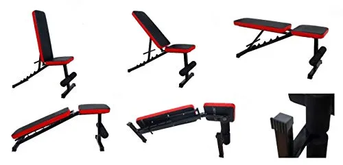 Allyson Fitness Adjustable Incline, Decline, and Flat Bench- Weight Strength Training, Sit Up Abs Fitness Bench for Full Body Workout of Home Gym (Black), 200Kg weight capacity
