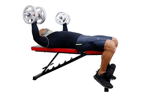 Allyson Fitness Adjustable Incline, Decline, and Flat Bench- Weight Strength Training, Sit Up Abs Fitness Bench for Full Body Workout of Home Gym (Black), 200Kg weight capacity