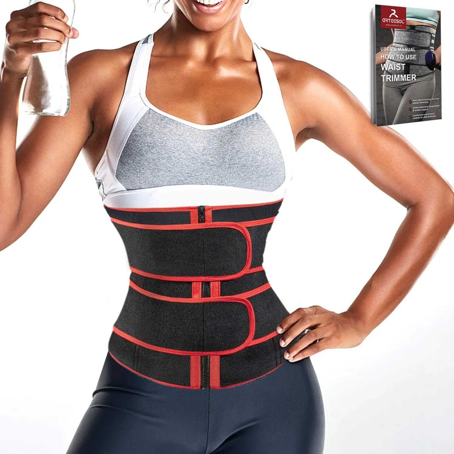 Arteesol Waist Trainer Belt,Women Waist Trimmer, Breathable Waist Protection, Back Support, Weight Loss, Sweat Body Shaper for Women, XL