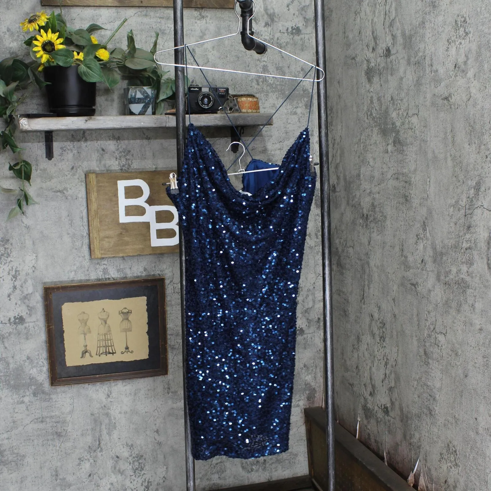 B Darlin Womens Trendy Plus Size Sequined Bodycon Dress 1MP8920 Peacock Blue 20W
