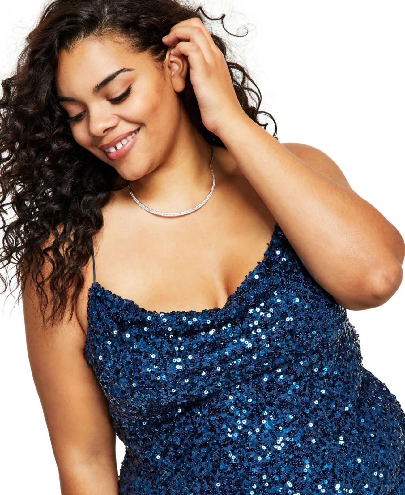 B Darlin Womens Trendy Plus Size Sequined Bodycon Dress 1MP8920 Peacock Blue 20W