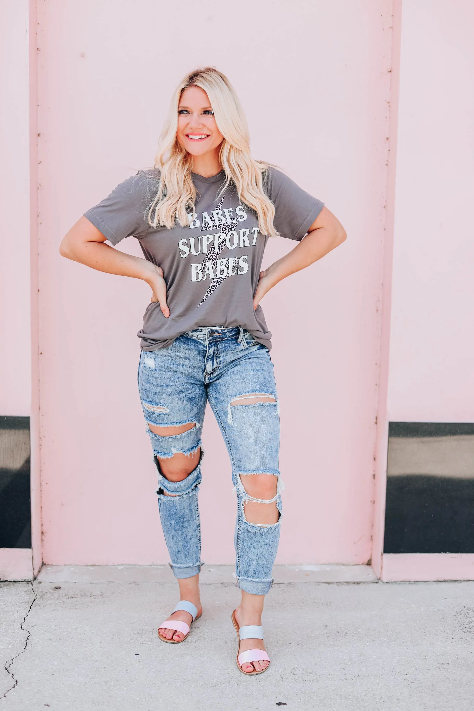 Babes Support Babes T-Shirt - Charcoal
