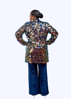 Baller Boyfriend sequin Jacket and velvet bell bottom Pant Set