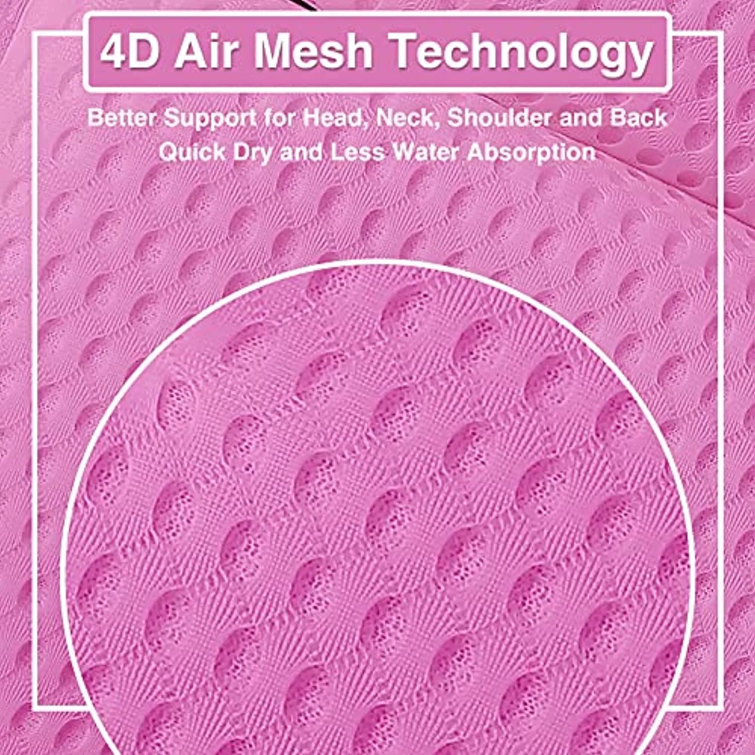 Bath Pillow, 14''x13'' Ergonomic Bath Pillows for Tub Neck and Back Support, 4D Air Mesh Technology Bathtub Pillow with 7 Suction Cups, Thick Large 2 Panel Design, Fits All Bathtub(Pink)