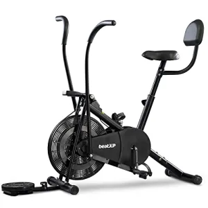 beatXP Vortex Plus 4M Air Bike Exercise Cycle for Home (Gym Cycle for Workout With Adjustable Cushioned Seat | Moving Handles | Back Support & Tummy Twister With 6 Months Warranty (Black)