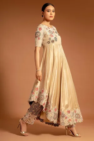 Beige Asymmetrical Tunic & Pants