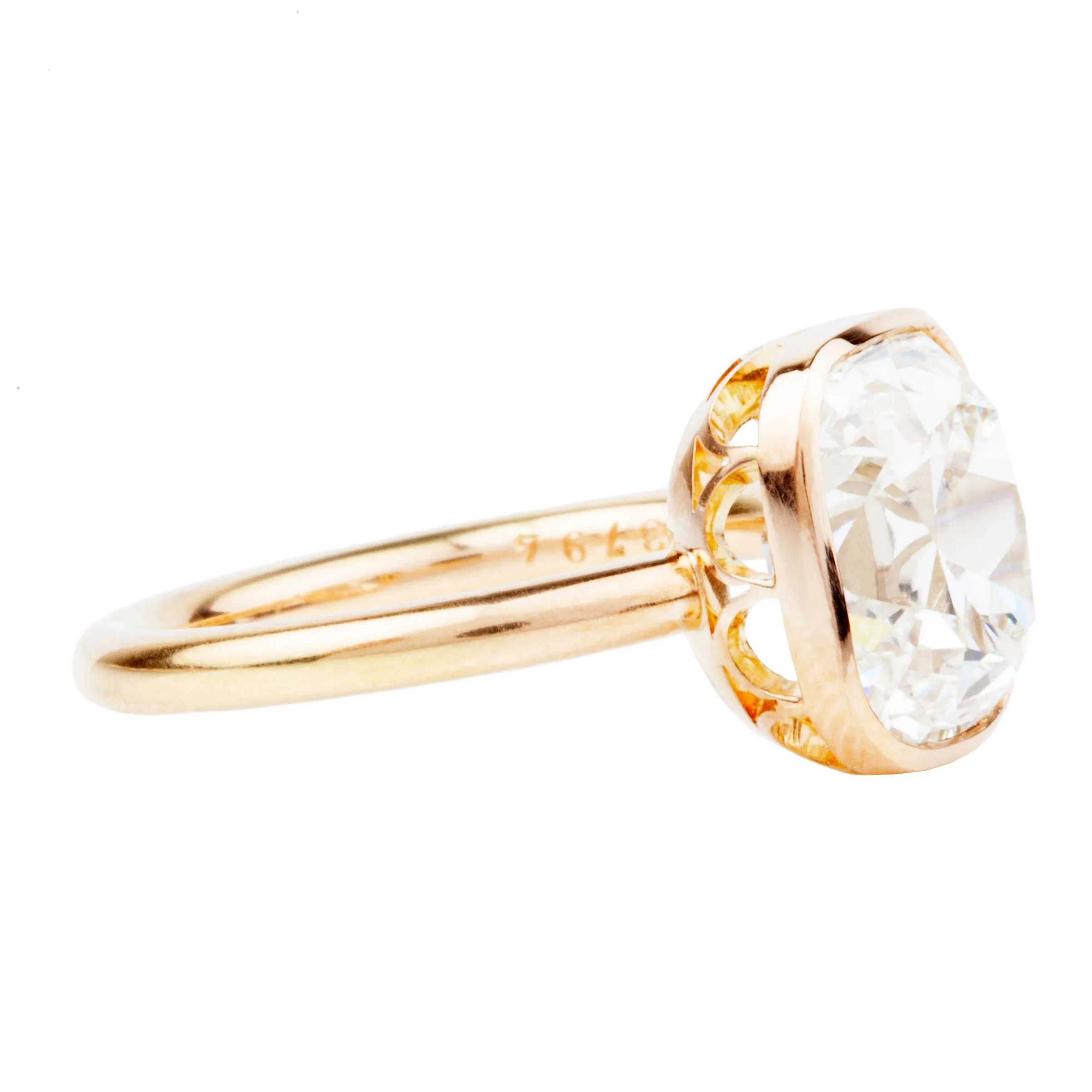 Bell & Bird Bezel Set Old Mine Cut Diamond Solitaire Ring