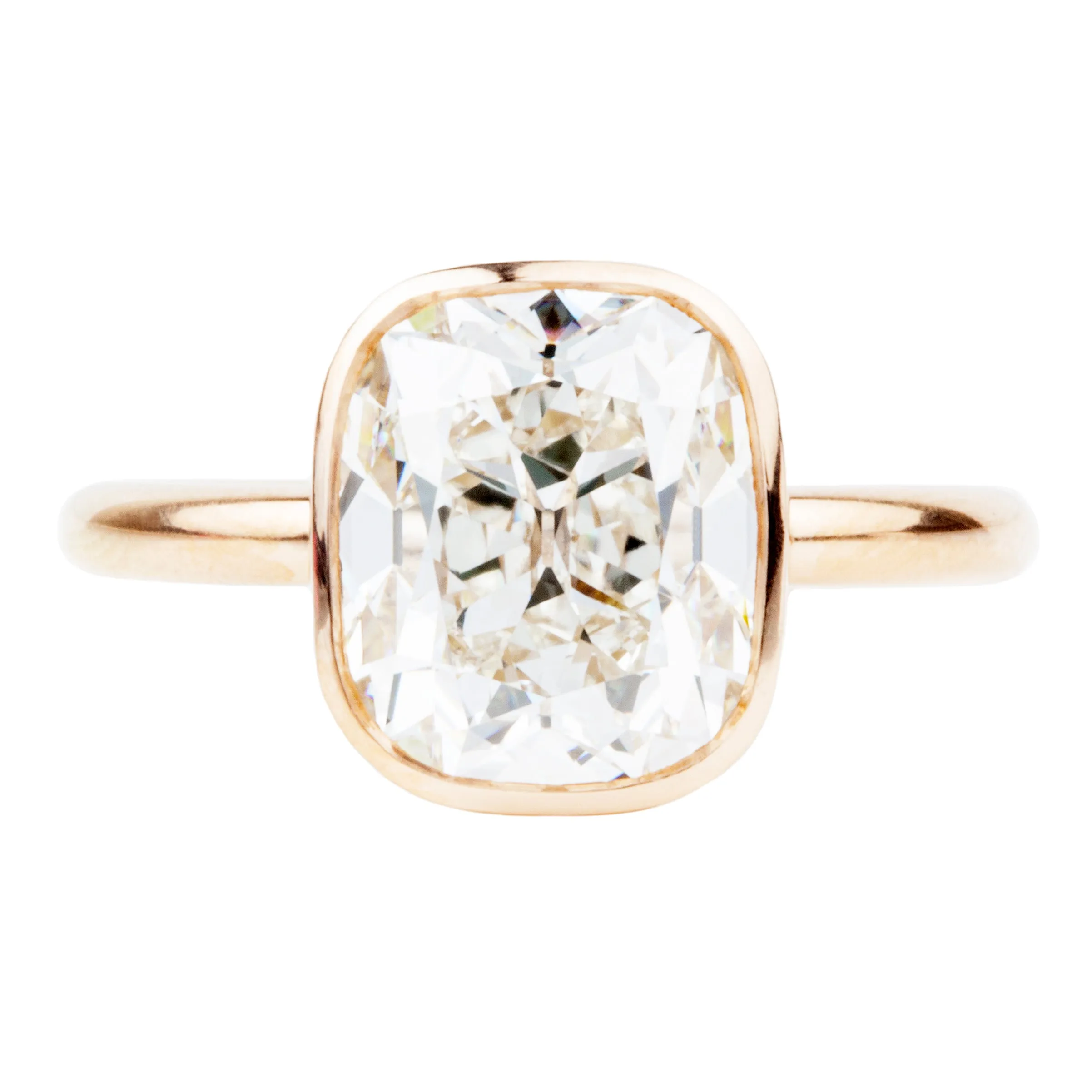 Bell & Bird Bezel Set Old Mine Cut Diamond Solitaire Ring