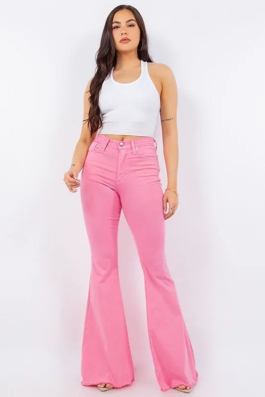 Bell Bottom Jean in Pink Inseam 32"