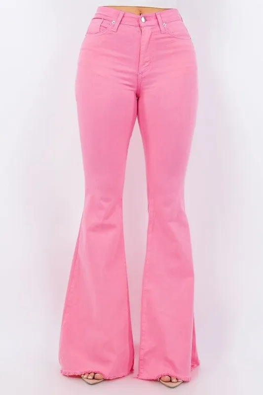 Bell Bottom Jean in Pink Inseam 32"