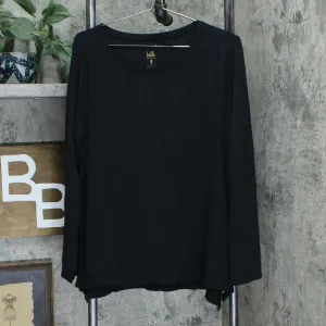 Belle by Kim Gravel Lovabelle Lounge Hi-Low Cinched Hem Top Black Medium