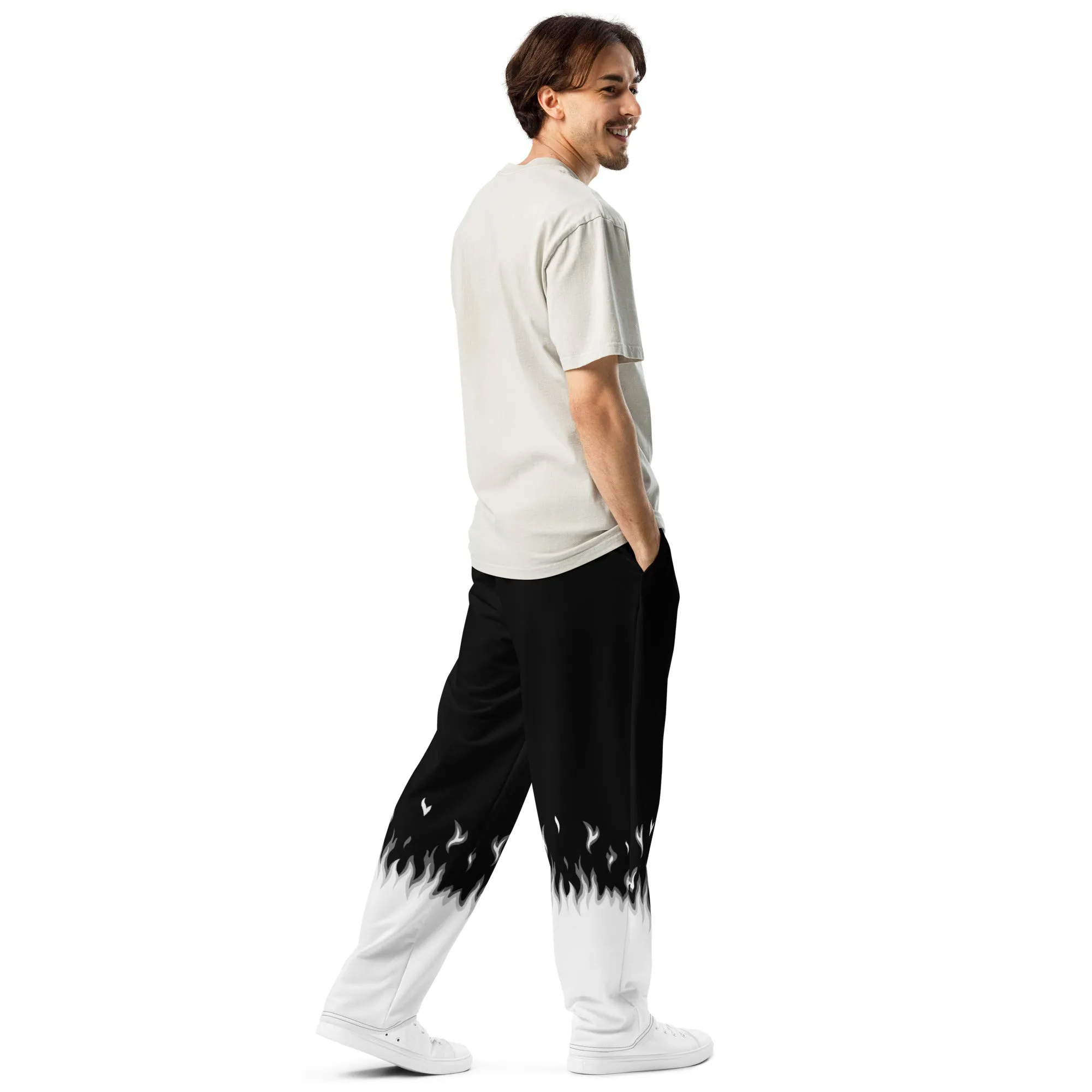Black and White Fire Joggers