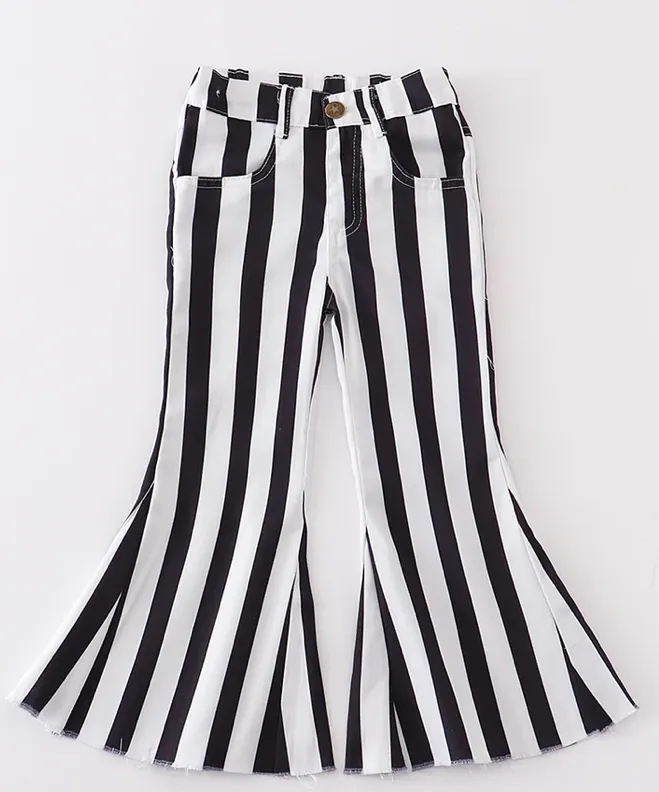 Black Stripe Bell Bottom Denim
