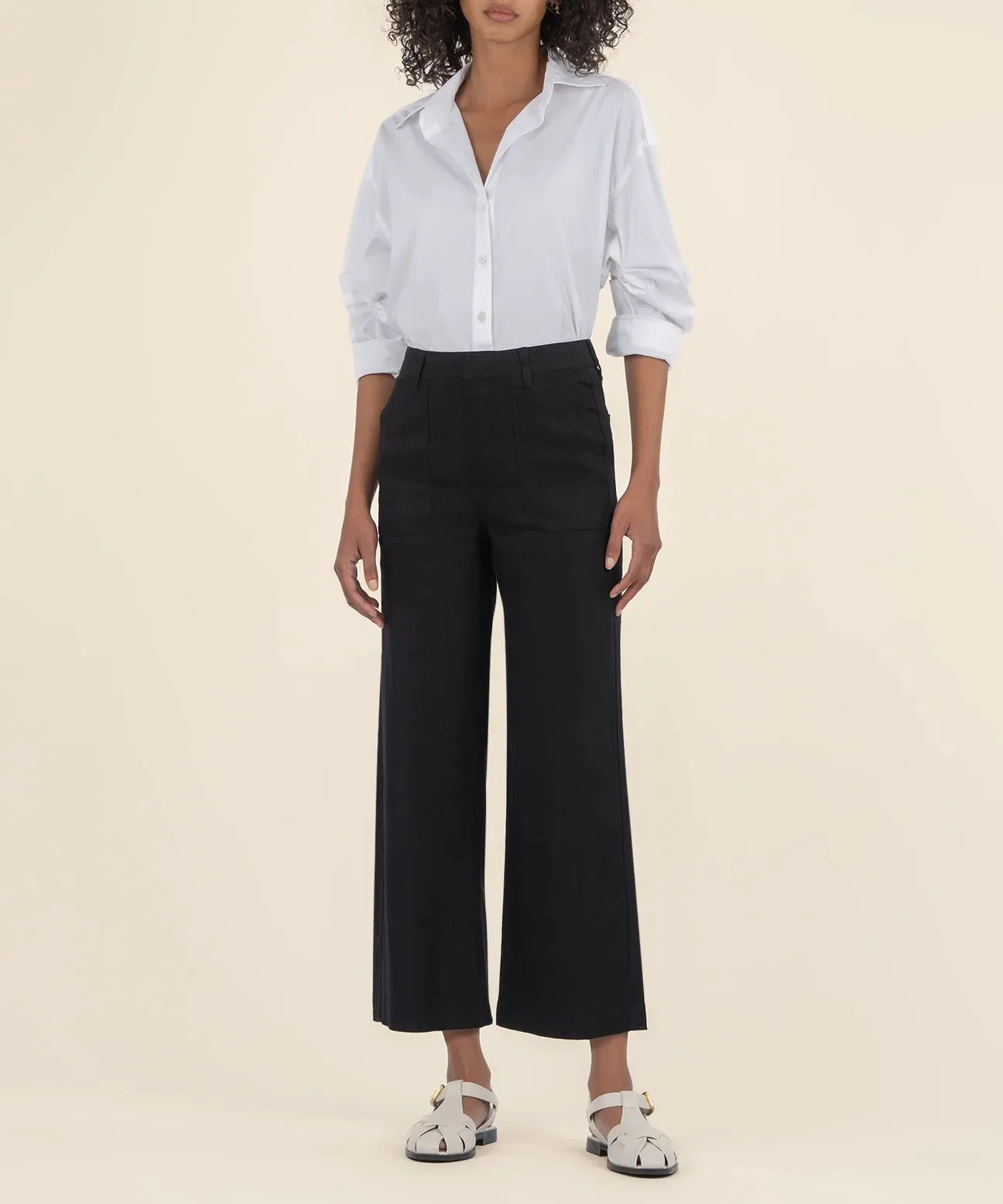Black Topaz Wide Leg Linen Pant