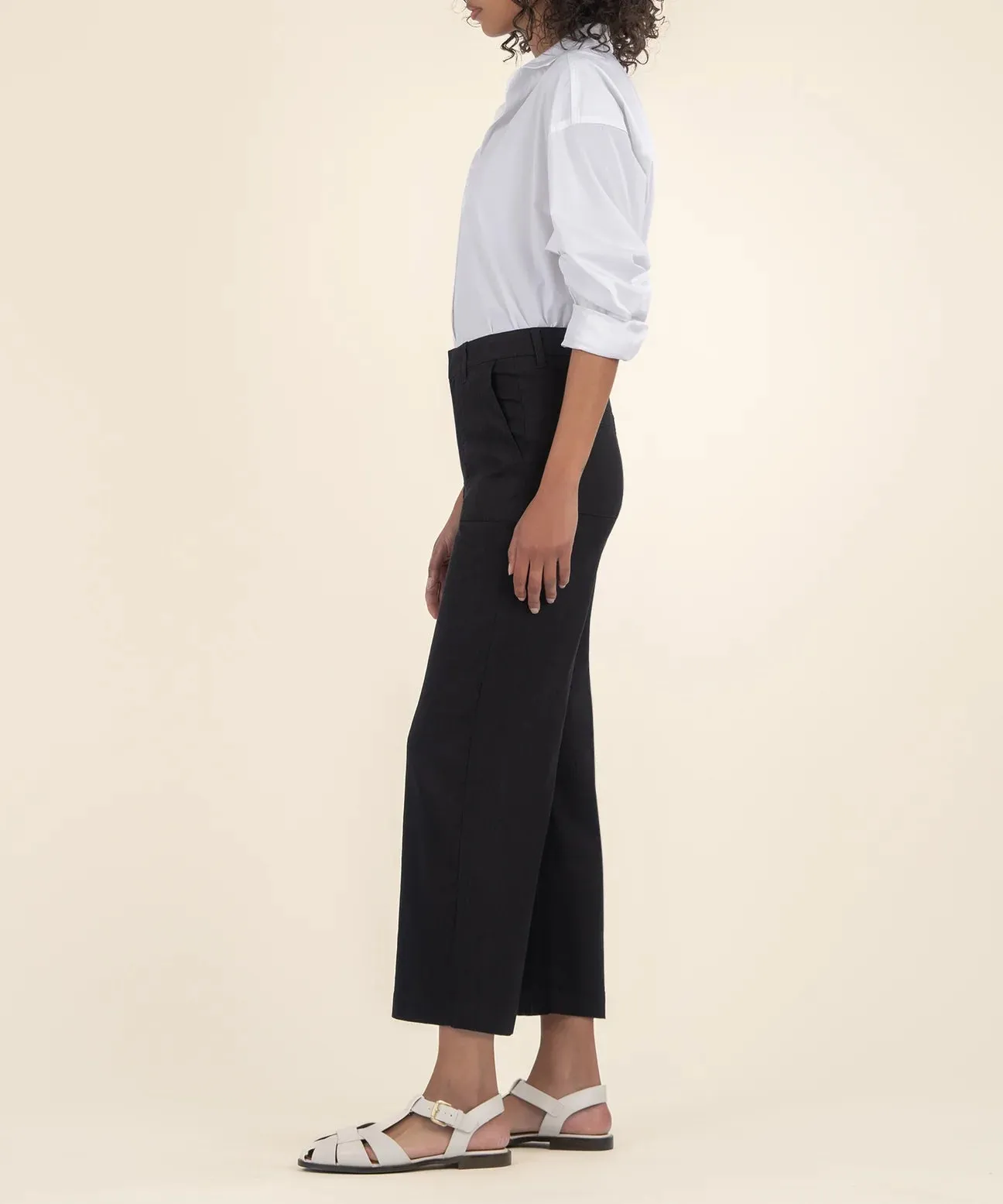 Black Topaz Wide Leg Linen Pant