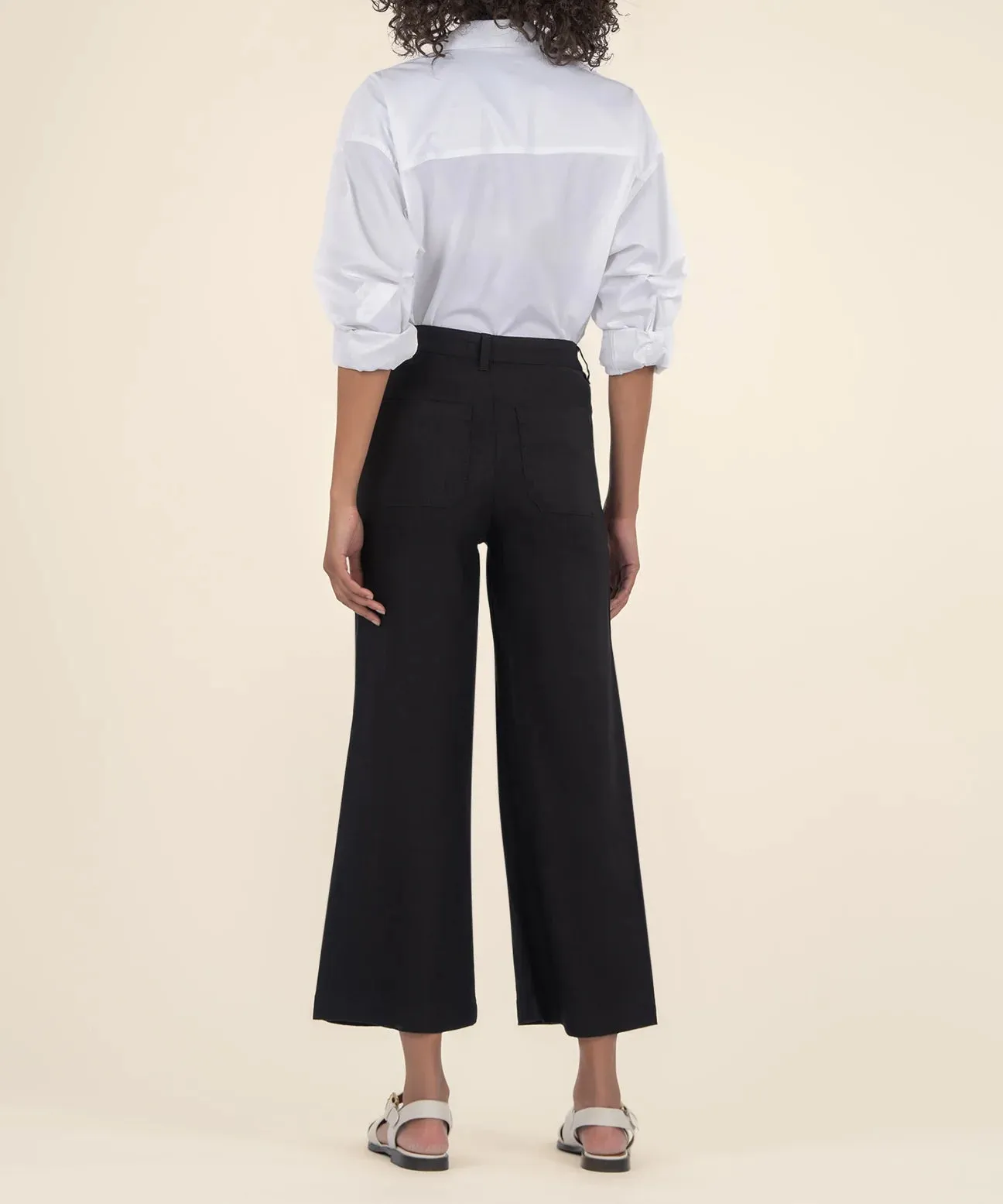 Black Topaz Wide Leg Linen Pant