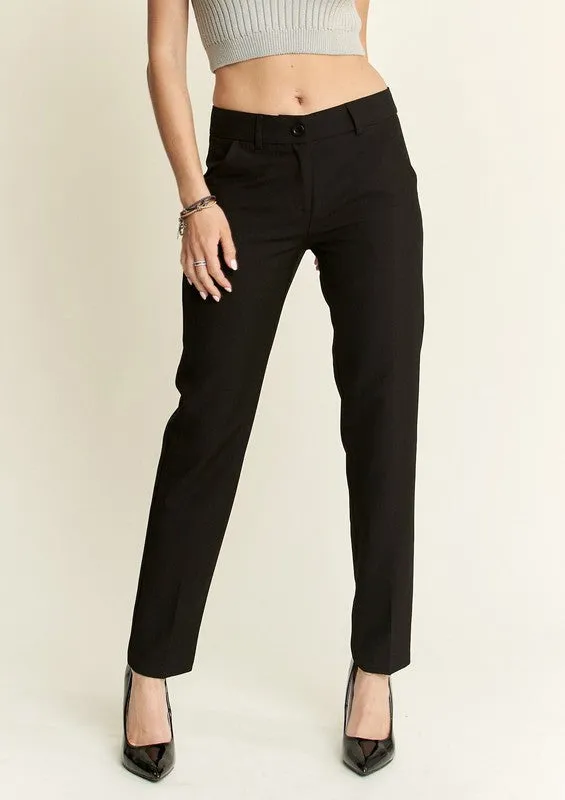 Black Zipper Skinny 2 Pockets Pants