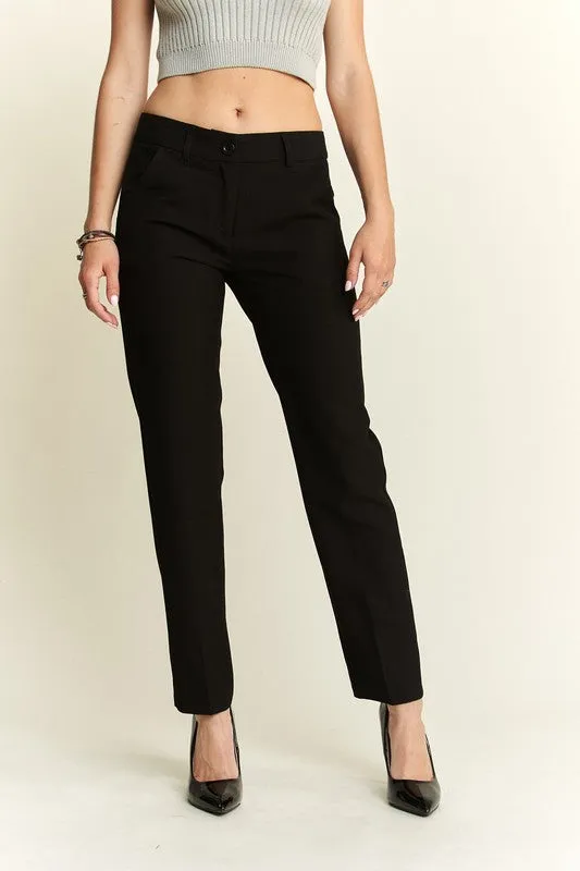 Black Zipper Skinny 2 Pockets Pants