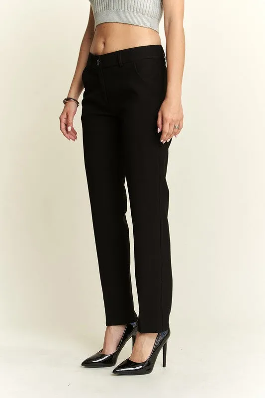 Black Zipper Skinny 2 Pockets Pants