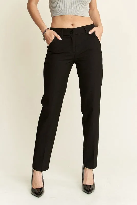 Black Zipper Skinny 2 Pockets Pants