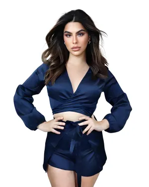 Blouse   Short Set - Blue Steel