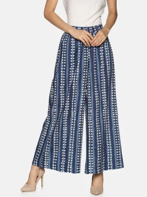 Blue Dhabu Printed Palazzo