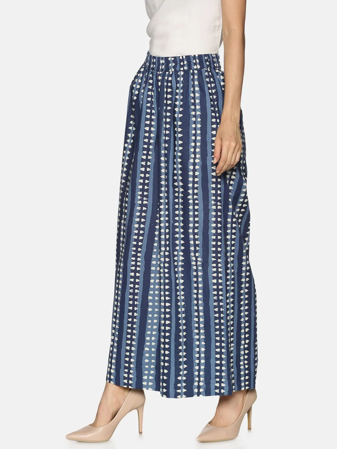 Blue Dhabu Printed Palazzo