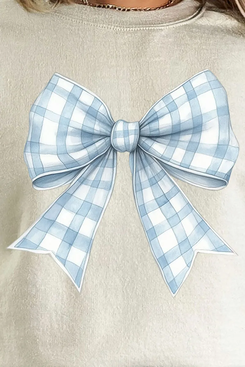 Blue Gingham Bow Unisex NuBlend Crew Sweatshirt