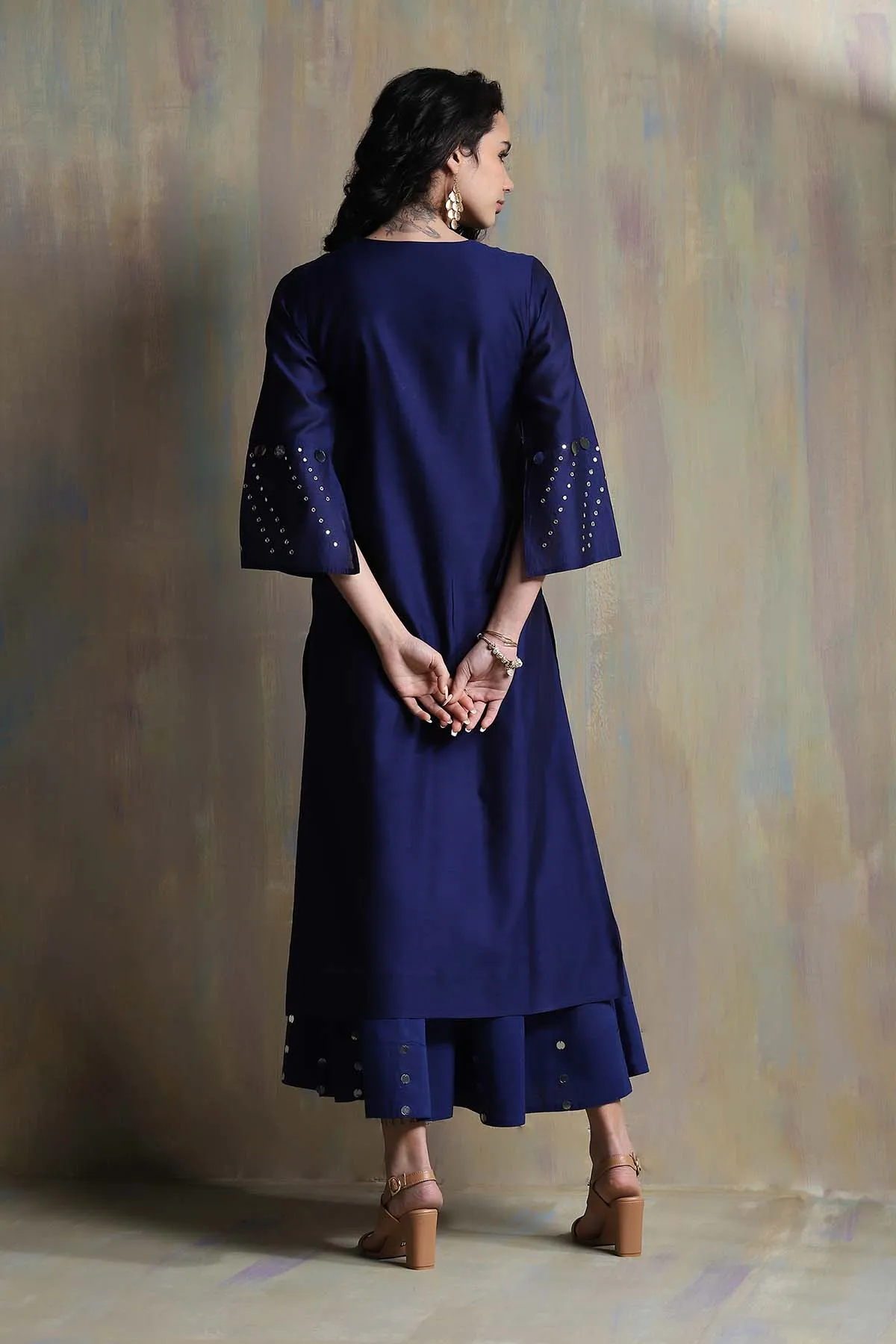 Blue Mirror Work Palazzo Set