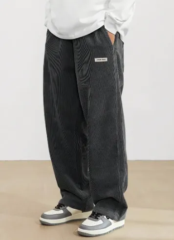 Brown - corduroy men's trousers with pockets