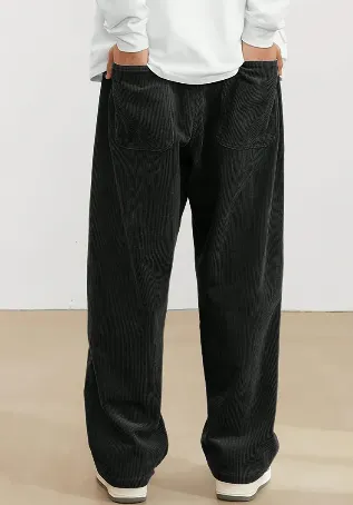 Brown - corduroy men's trousers with pockets