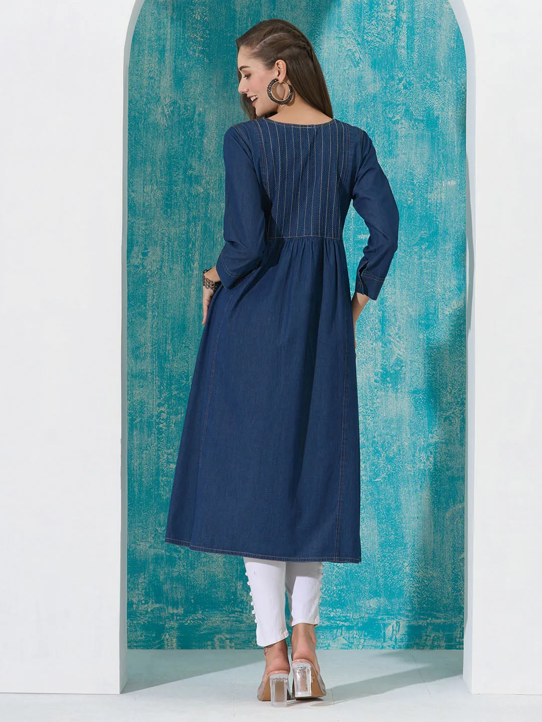 Buy Dx Comfort Fit Denim Kurta for Women Online in India - Zola