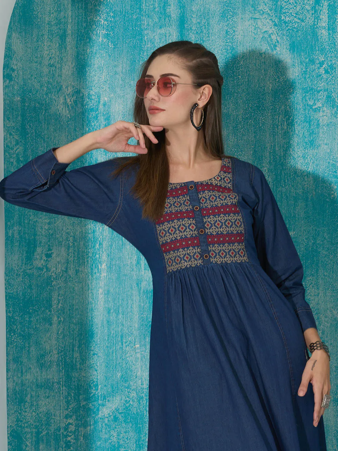 Buy Dx Comfort Fit Denim Kurta for Women Online in India - Zola