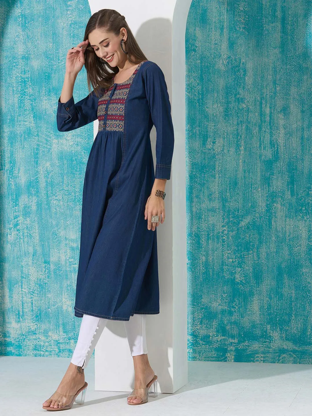 Buy Dx Comfort Fit Denim Kurta for Women Online in India - Zola