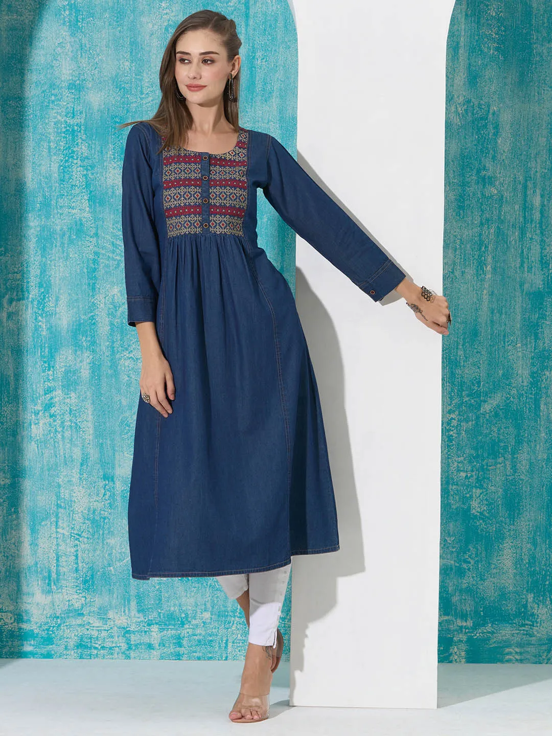 Buy Dx Comfort Fit Denim Kurta for Women Online in India - Zola