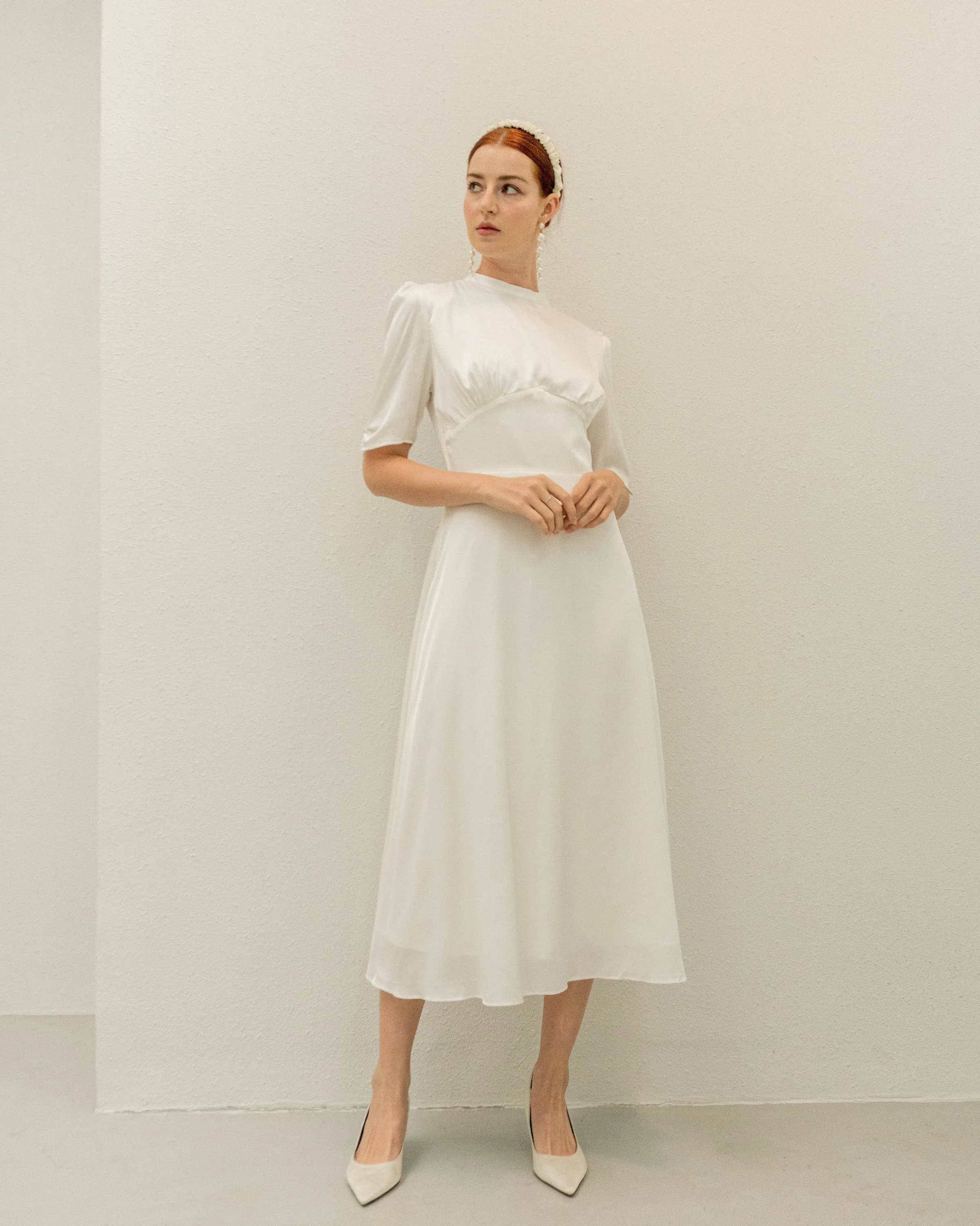 Cardi High Neck Tea Length Dress