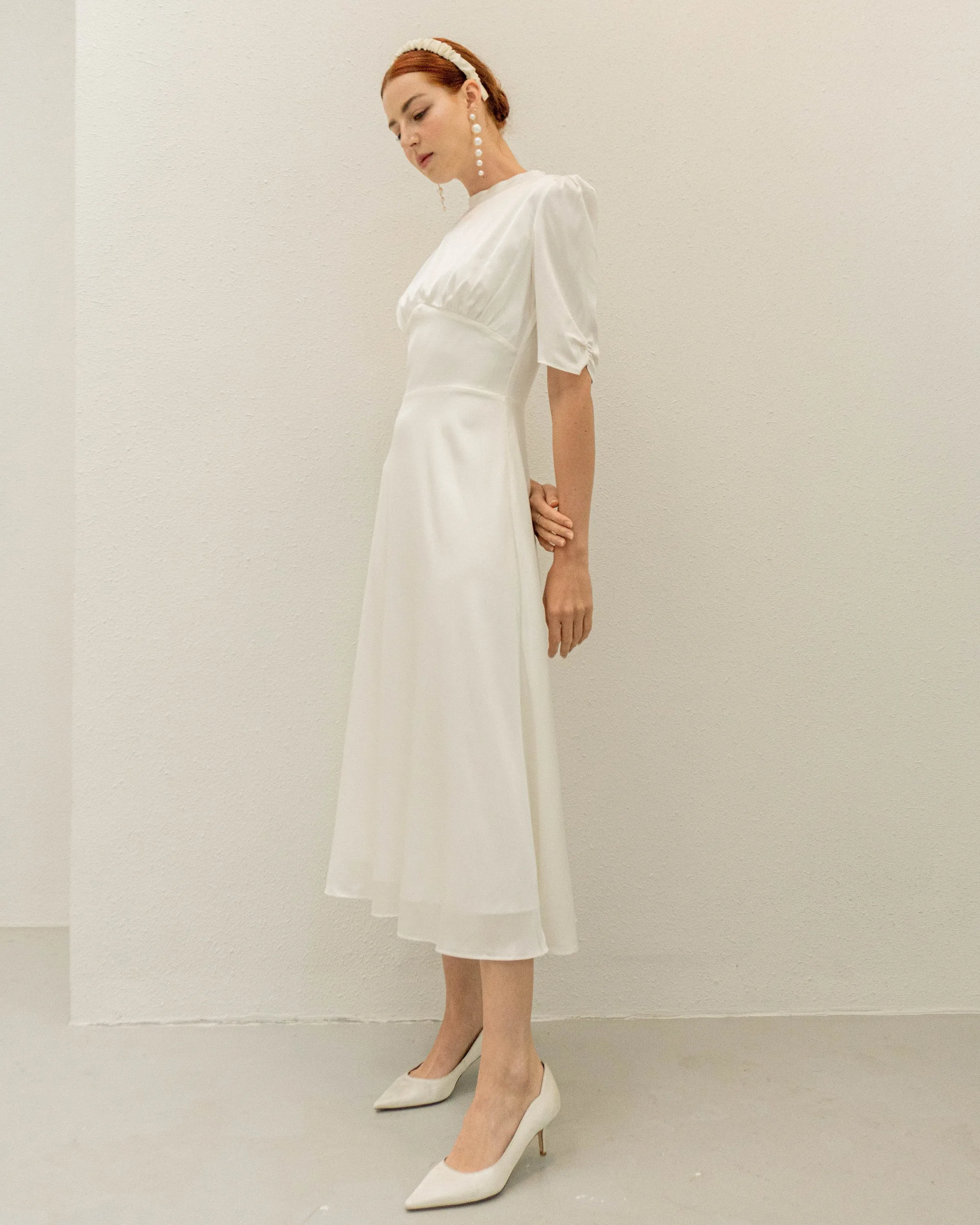 Cardi High Neck Tea Length Dress