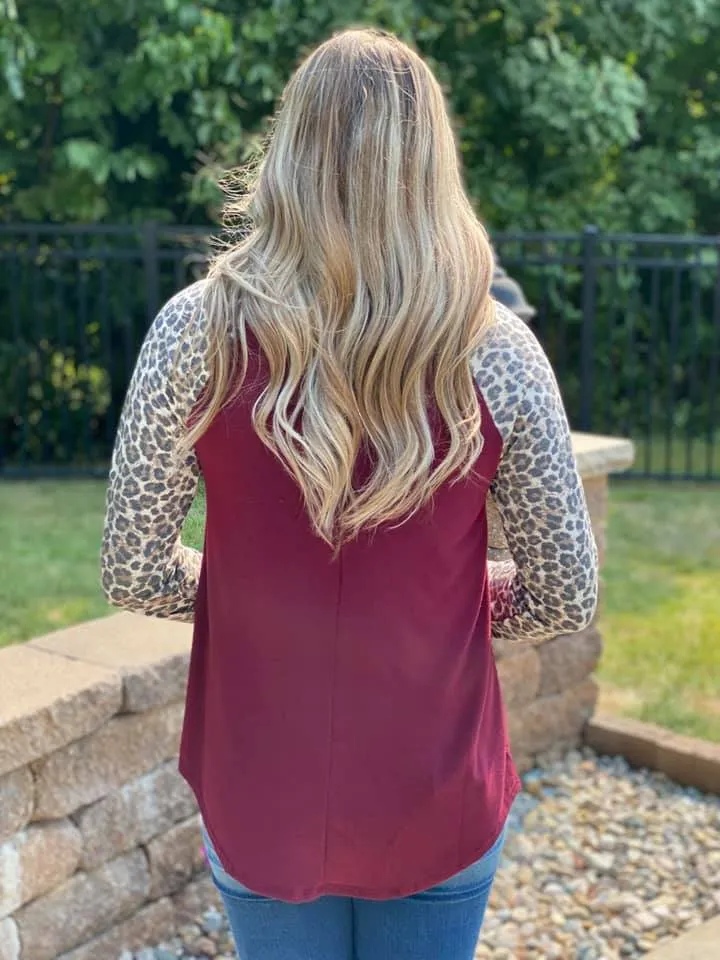Casual Days Leopard Sleeve Top