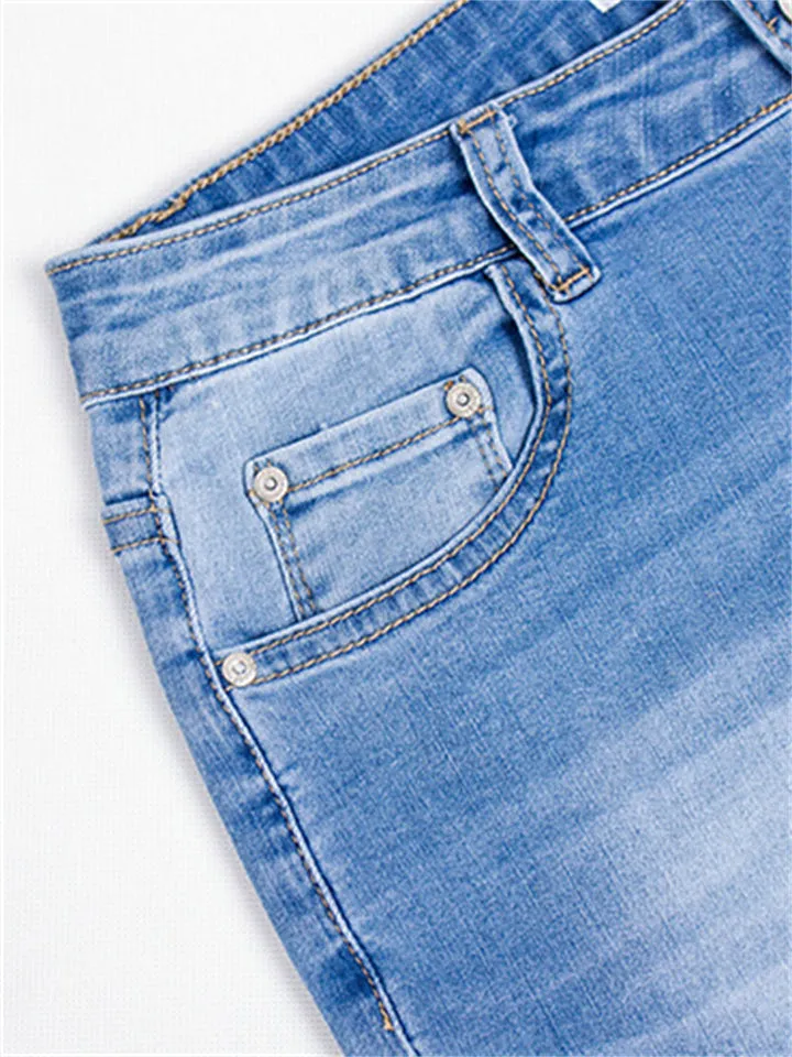 Casual Style Office Lady Grace Bell Bottom Rivet Denim Jeans for Women