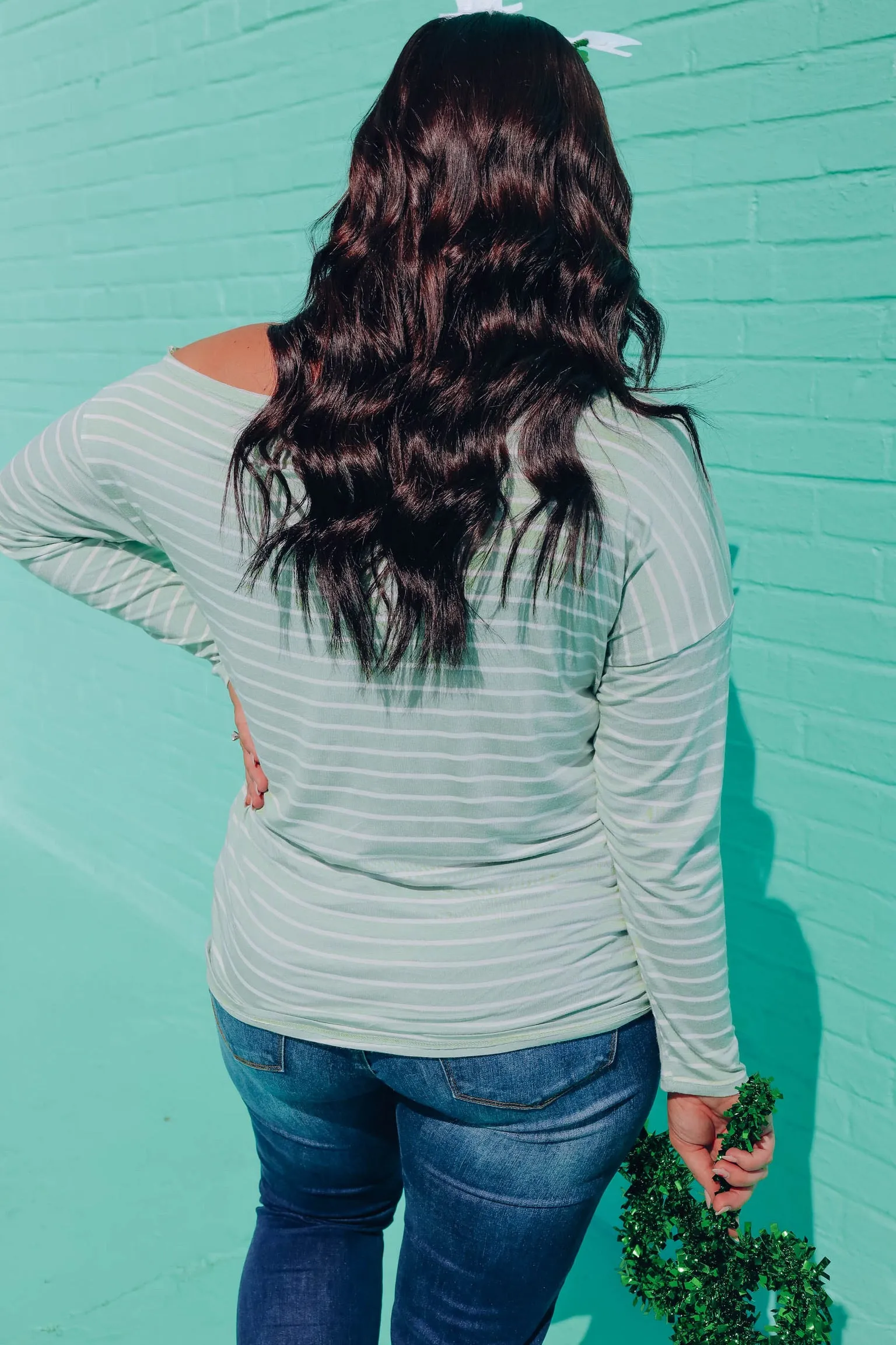 Casual Style One Shoulder Top - Mint/Ivory