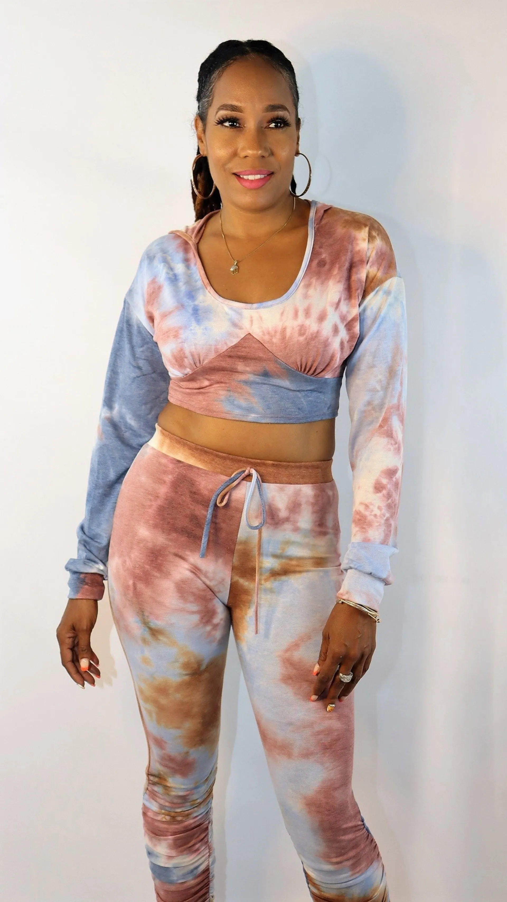 Chameleon Tie Dye Jogger Set | Brown & Blue