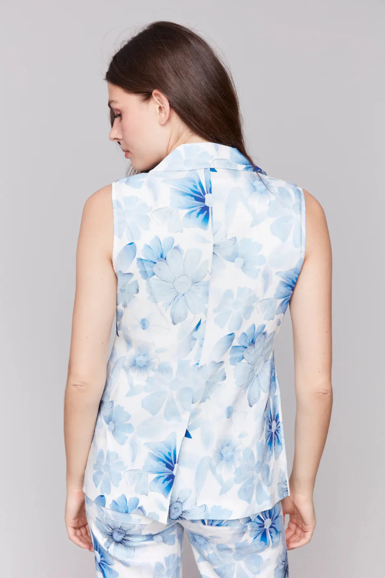 Charlie B Celestial Bloom Linen Tailored Vest