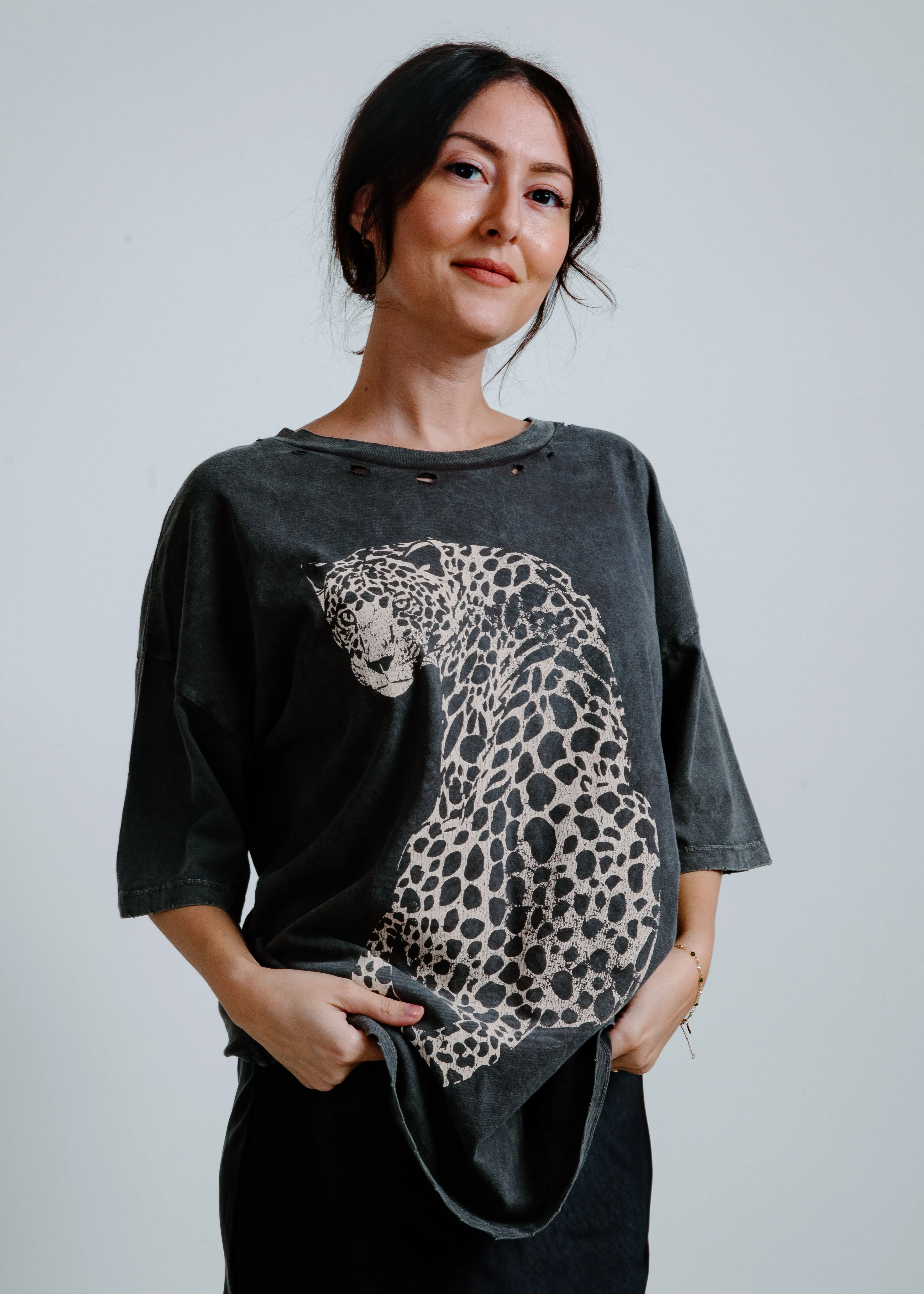 Cheetah Girl Oversized Graphic Tee